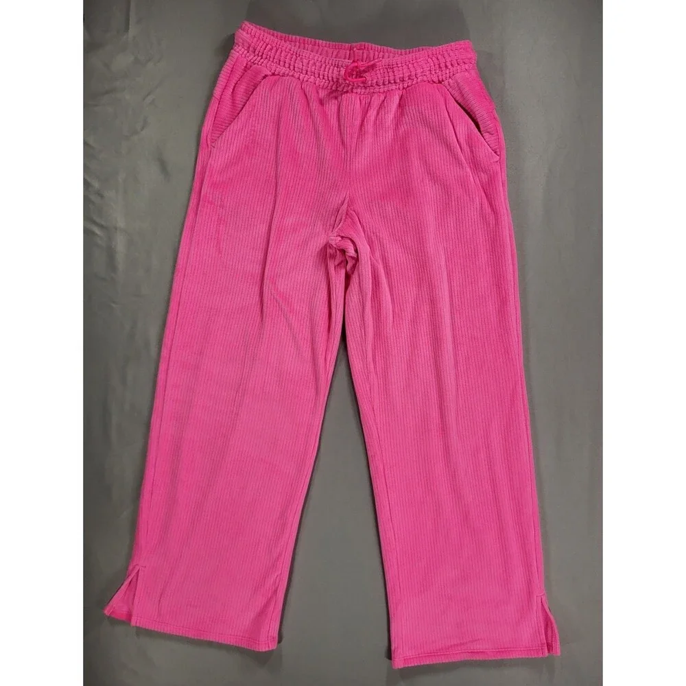 All In Motion Girls XL 14 Pink Ribbed Fleece Hoodie & Pants Matching Set 2pc